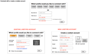 Wireframe 2: Comment with or Create a Livefyre Account